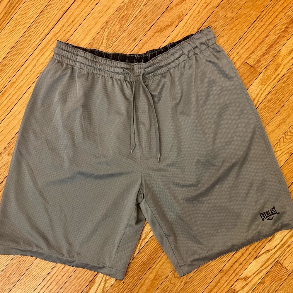 Y2K Everlast lined double sided Men's gray/ plaid Athletic Basketball Shorts
